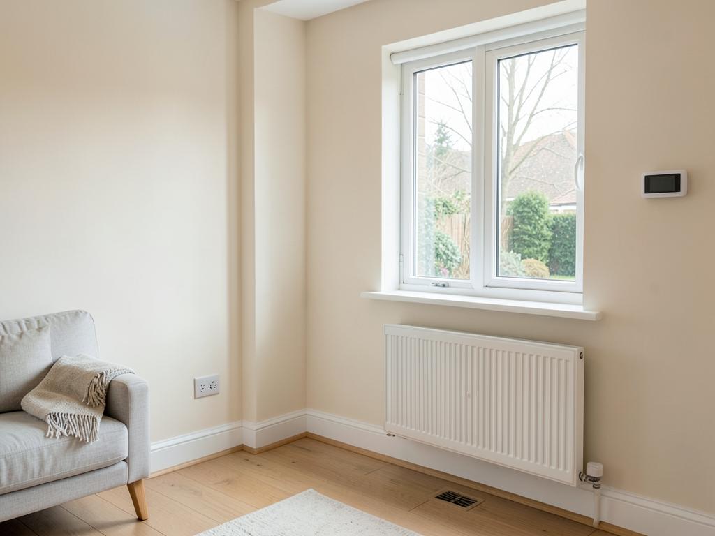 Well insulated rental living room with a smart thermostat