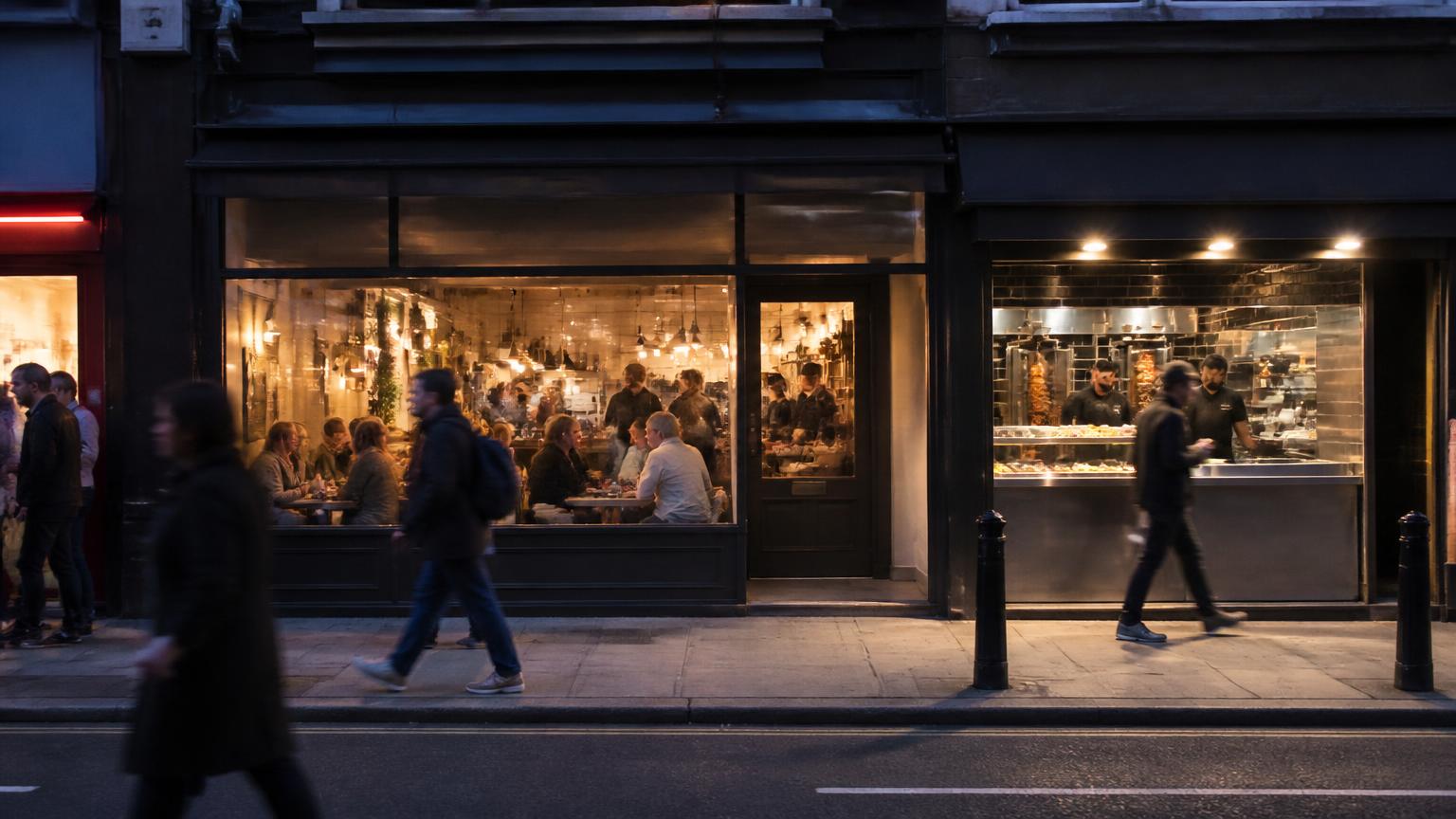 Busy central London café frontage of the type occupied by the Chaiiwala Holborn unit