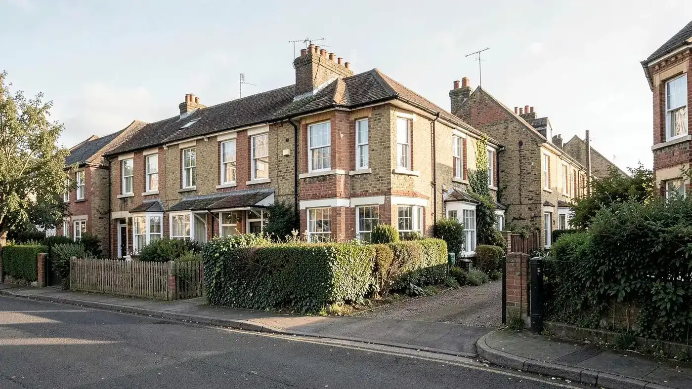 Bay-fronted semi-detached houses in Ealing, typical of the homes we assess